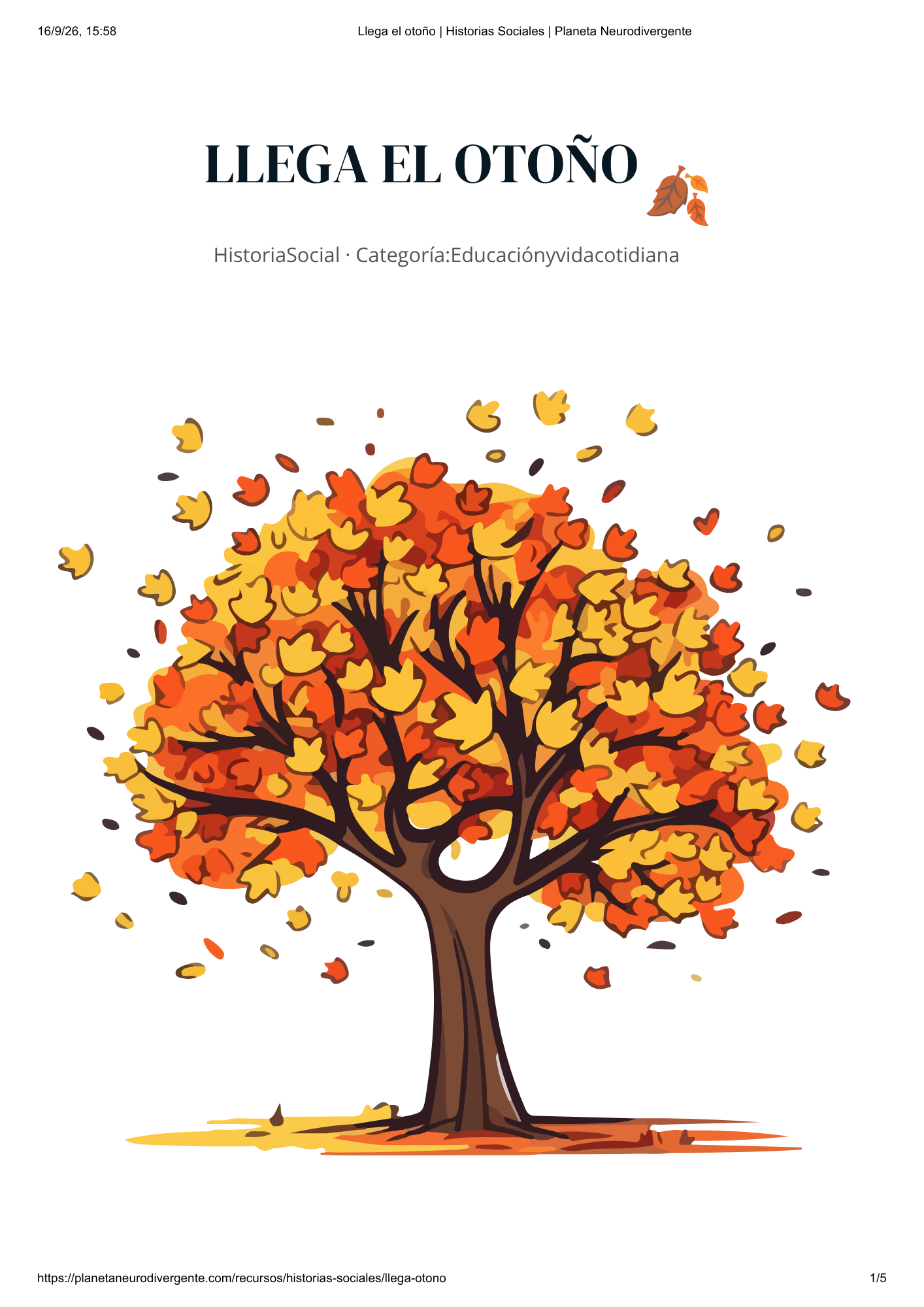 Historia social: Llega el otoño.
